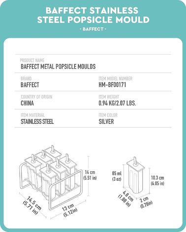 Набор форм для мороженого из нержавеющей стали 6 предметов Baffect