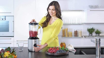 Настольный блендер Braun PowerBlend 3 JB / 800 Вт / стеклянный контейнер 1.5 л / 2 стакана Smoothie2Go 600 мл