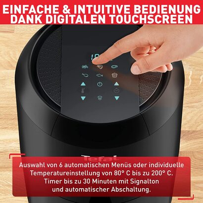 Фритюрница Easy Fry Compact Фритюрница для 1-2 человек Вместимость 1,6 л 6 автоматических программ цифровой дисплей нергосберегающая / фритюрница для здорового питания без масла Черная компактная фритюрница Easy Fry Компактная одиночная компактная