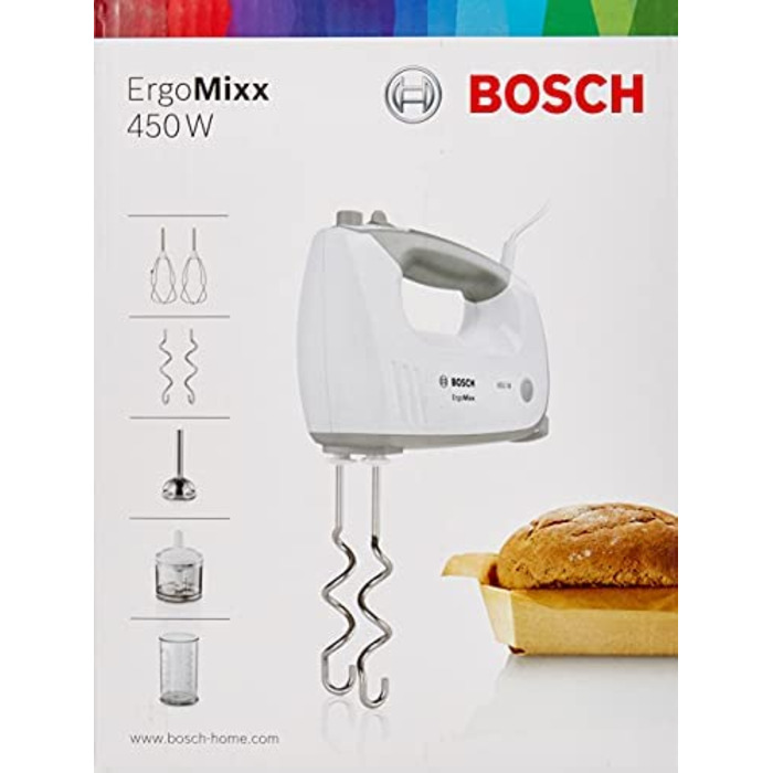 Ручной миксер Bosch MFQ36480 / 450 Вт / 5 скоростей / нержавеющая сталь