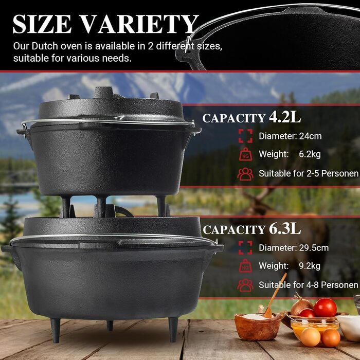 Чугунная голландская печь 6,3 л Black Overmont