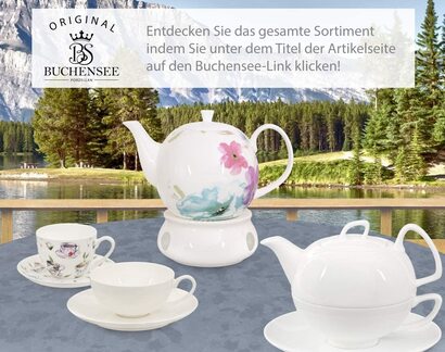 Набор кофейных чашек и блюдей из фарфора Buchensee Fine Bone China на 6 персон, 210 мл