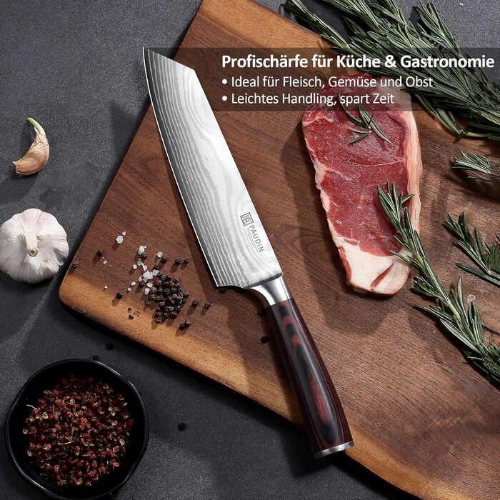 Нож поварской из высокоуглеродистой нержавеющей стали 20 см Kiritsuke PAUDIN