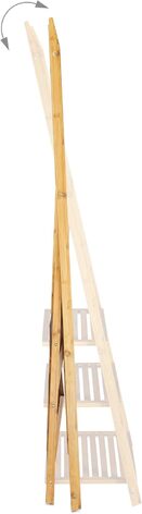 Вешалка для полотенец бамбуковая, складная, маленькая вешалка для одежды, 3 полки, 3 вешалки для полотенец, 4 боковых крючка, ВхШхГ 152 x 53 x 31 см, дерево, натуральный Коттедж