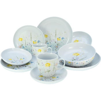 Столовый сервиз фарфоровый на 2 человека 10 предметов Allround Series Meadow Flowers CreaTable