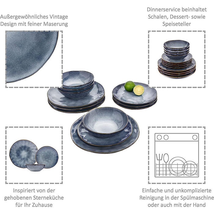 Столовый сервиз из керамогранита на 4 персоны, 12 предметов Darwin Sänger