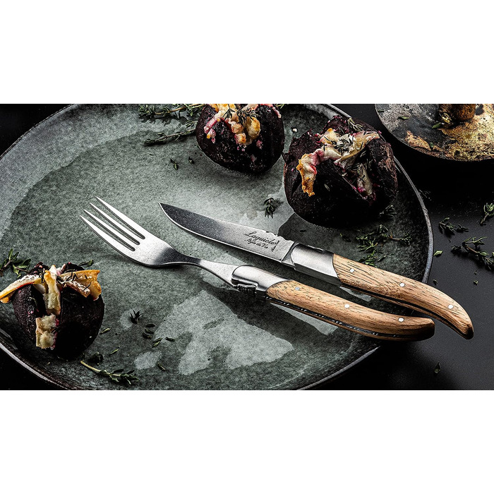 Набор вилок для стейка с футляром 6 предметов Oak Wood Luxury Line Laguiole