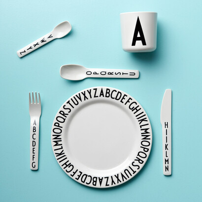 Глубокая тарелка 20 см черная/белая Melamin Teller Design Letters