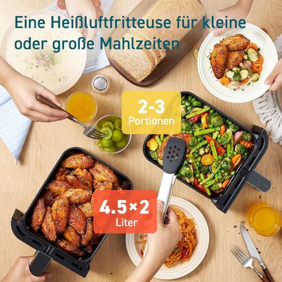 Аэрофритюрница двухкамерная 8,5 л 1800 Вт Balck XXL COSORI