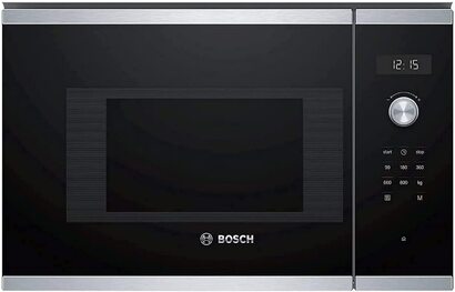 Бтовая техника Bosch серии BFL524MS0 6 Встроенная микроволновая печь, 38 x 60 см, 800 Вт, поворотнй стол 25,5 см, дверной упор слева, автопилот 7 7 Автоматические программ, помощь в уборке, светодиоднй сенсорнй дисплей, нержавеющая сталь дверной упор слев