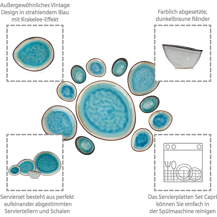 Набор сервировочных тарелок из керамогранита 11 предметов Capri Sänger