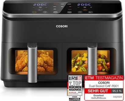 Аэрофритюрница двухкамерная 8,5 л 1800 Вт Balck XXL COSORI