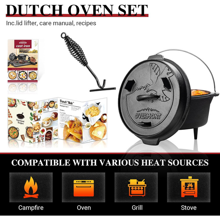 Чугунная голландская печь 6,3 л Black Overmont