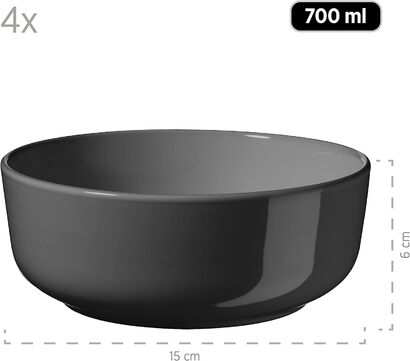 Серия MSER Alenia, набор посуд на 4 персон в современном скандинавском дизайне, комбинированнй сервиз из 16 предметов из керамики серого цвета, керамогранит