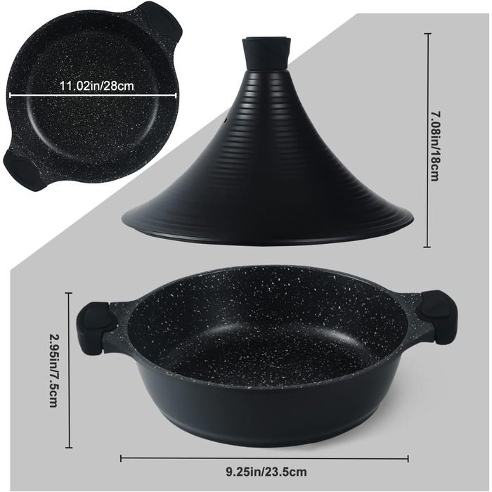 Марокканский тажин с конусообразной крышкой 28 см, черный Scheffler