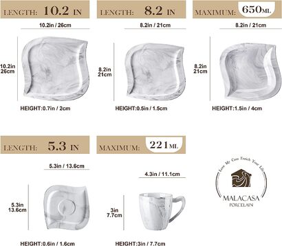 Комбинированный набор посуды из мраморного фарфора из 60 предметов MALACASA