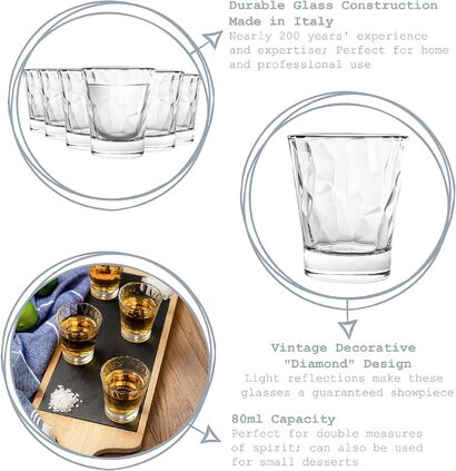 Набор рюмок 80 мл, 6 предметов Diamond Bormioli Rocco