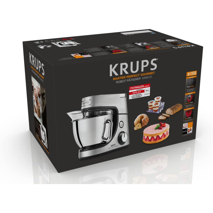 Кухонный комбайн 4.6 л 1100 Вт, 8 скоростей, серебристый Master Perfect Gourmet KA631D Krups