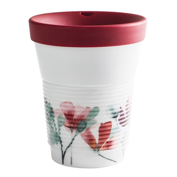 Чашка 0,35 л, с крышкой белая с узорами Сupit To Go Mugs Magic Grip Kahla