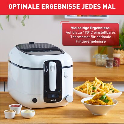 Фритюрница Tefal Super Uno FR3140 включая. Таймер Емкость 2,2 литра Детали, пригодне для мтья в посудомоечной машине Антипригарное покртие Фильтр для запаха Защита от брзг Семнй контейнер Белй/чернй Одиночнй