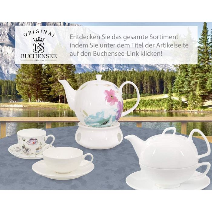 Набор кофейных чашек и блюдей из фарфора Buchensee Fine Bone China на 6 персон, 210 мл