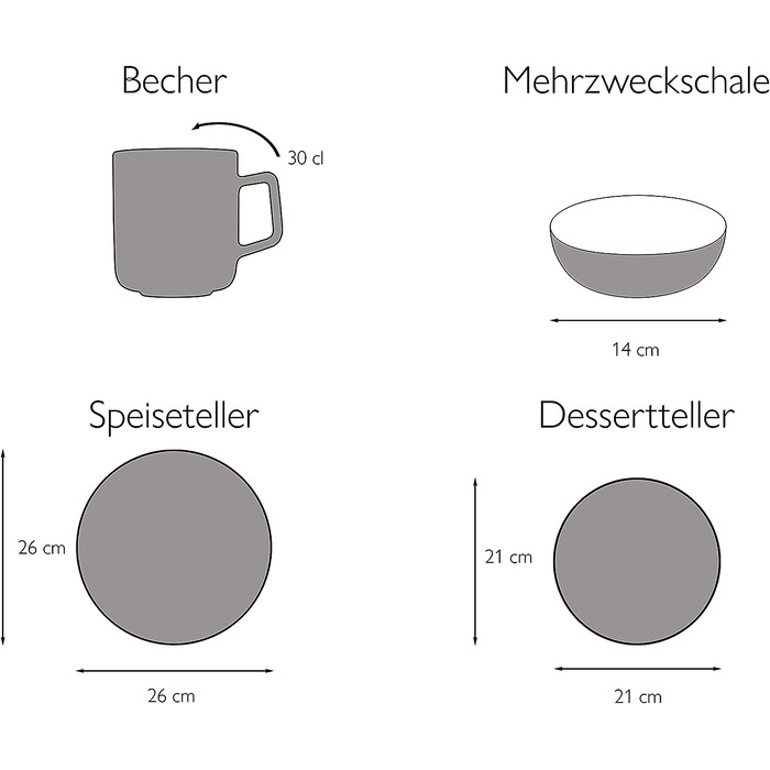 Столовый сервиз из фарфора на 4 человека 16 предметов Zwebel Pattern Series CreaTable