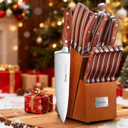Набор ножей из нержавеющей стали с подставкой 16 предметов Brown D.Perlla