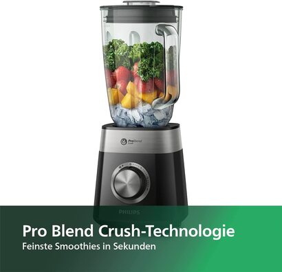 Настольный блендер Philips с технологией ProBlend Crush / 800 Вт / стеклянный контейнер 2 л /  3 скорости